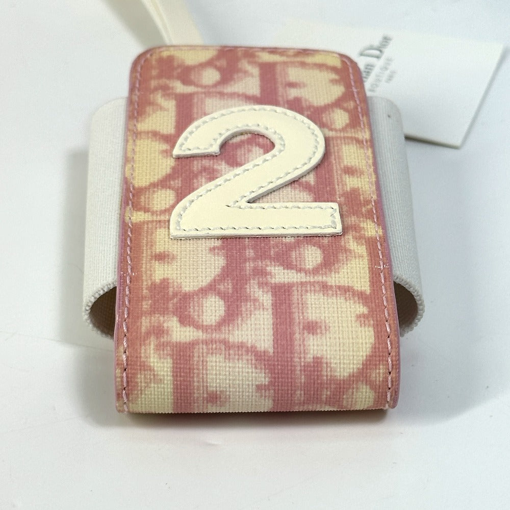 Dior Christian Mobile Case Pvc Trotter Number Mens Leather Pink Travel Bag