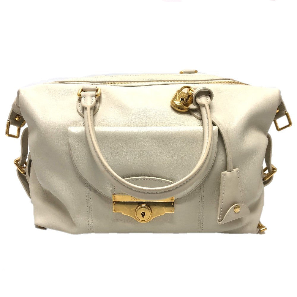 Louis Vuitton Boston Duffel Sac Louis Leather White Travel Bag
