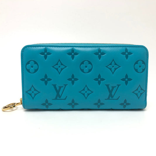 Louis Vuitton Long Purse M81512 emboss Zippy Monogram Leather Blue Wallet Case