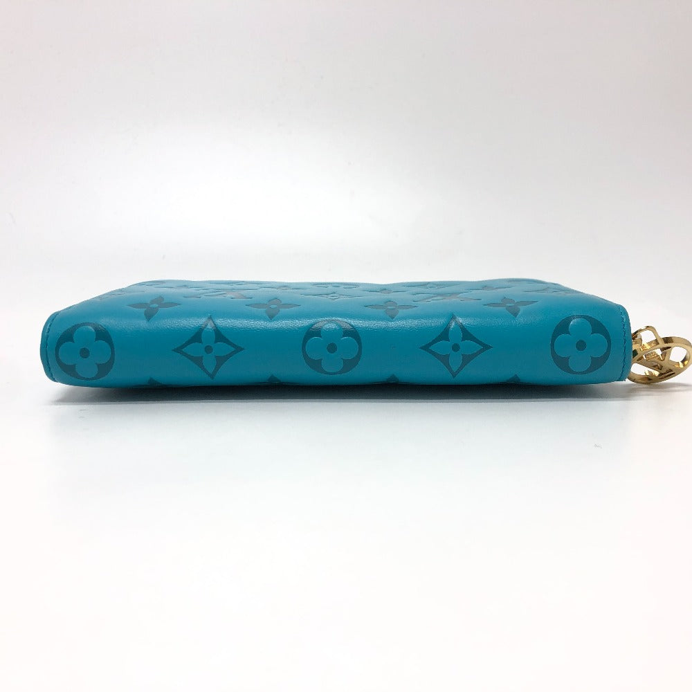 Louis Vuitton Long Purse M81512 emboss Zippy Monogram Leather Blue Wallet Case