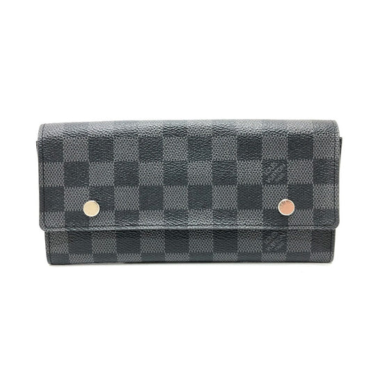 Louis Vuitton Long Purse N63084 Damier Grafitto Canvas Black Wallet Case