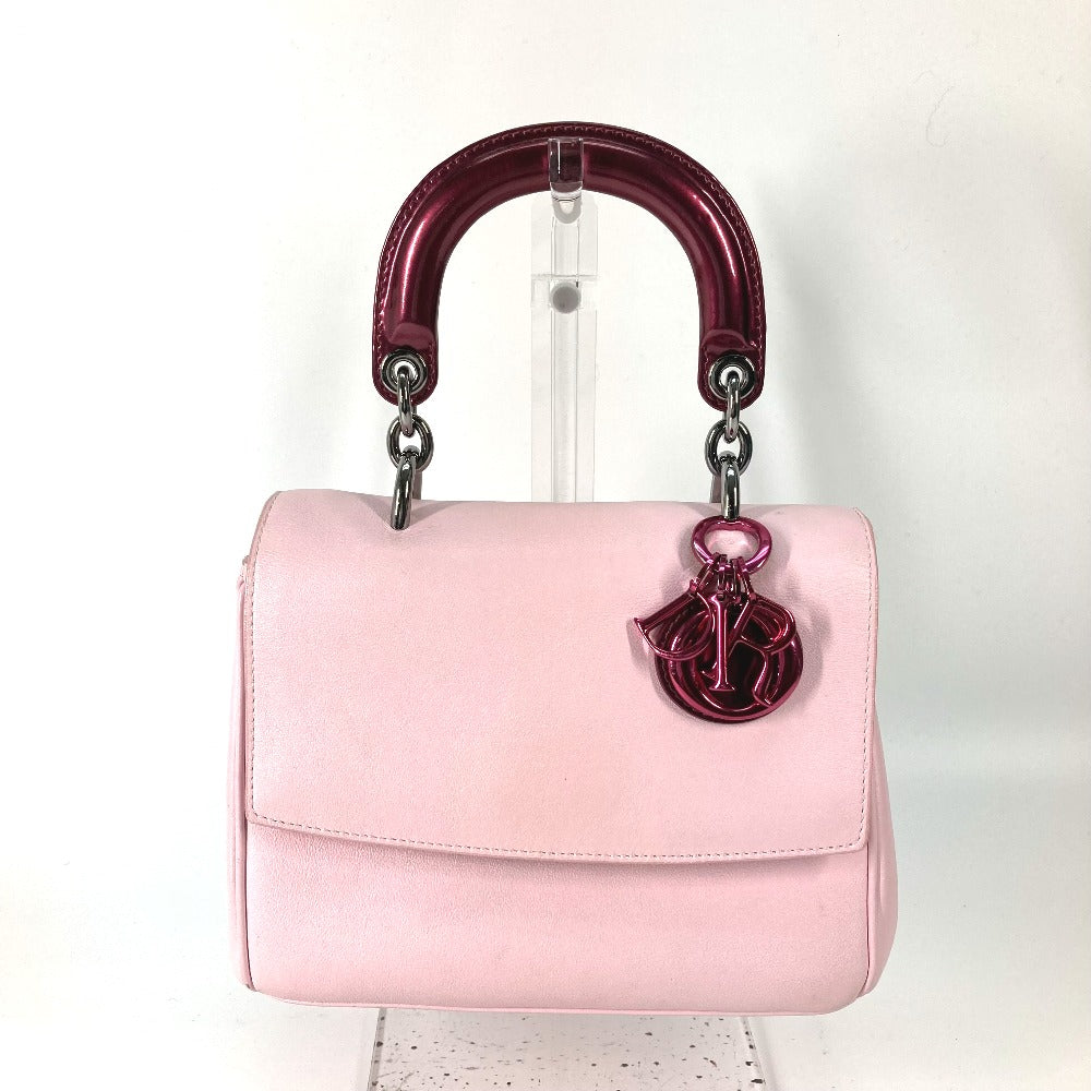 Dior Handbag Enamel Metallic Bea Women Leather Pink Travel Bag