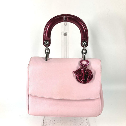 Dior Handbag Enamel Metallic Bea Women Leather Pink Travel Bag