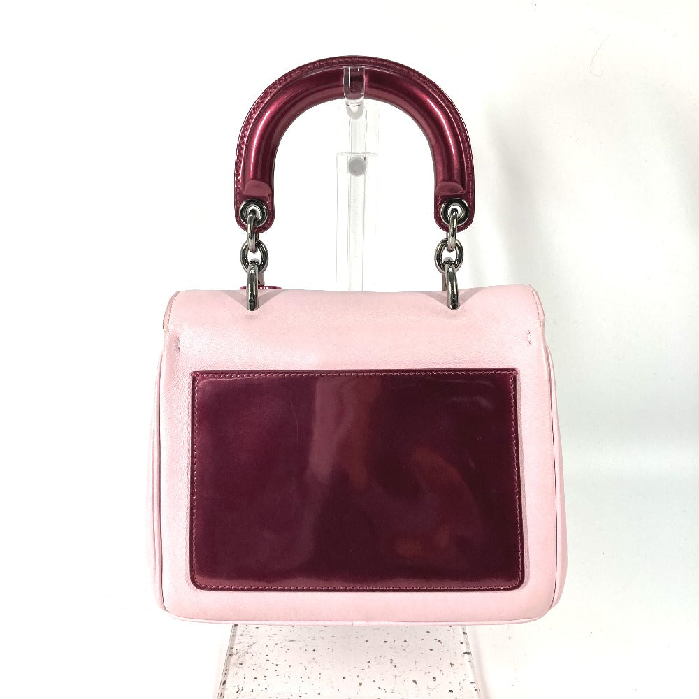 Dior Handbag Enamel Metallic Bea Women Leather Pink Travel Bag
