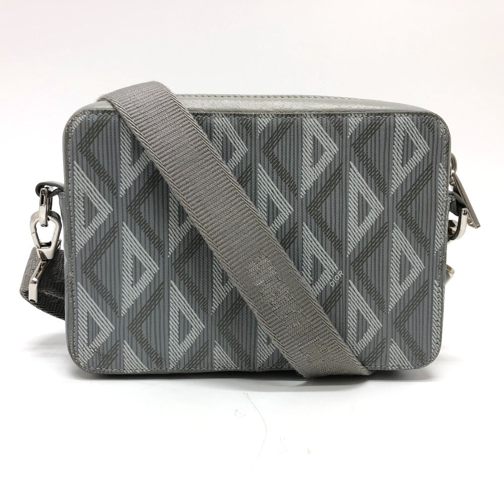 Dior Shoulder Bag Coated Gray Cd Diamond Pouch Leather Canvas