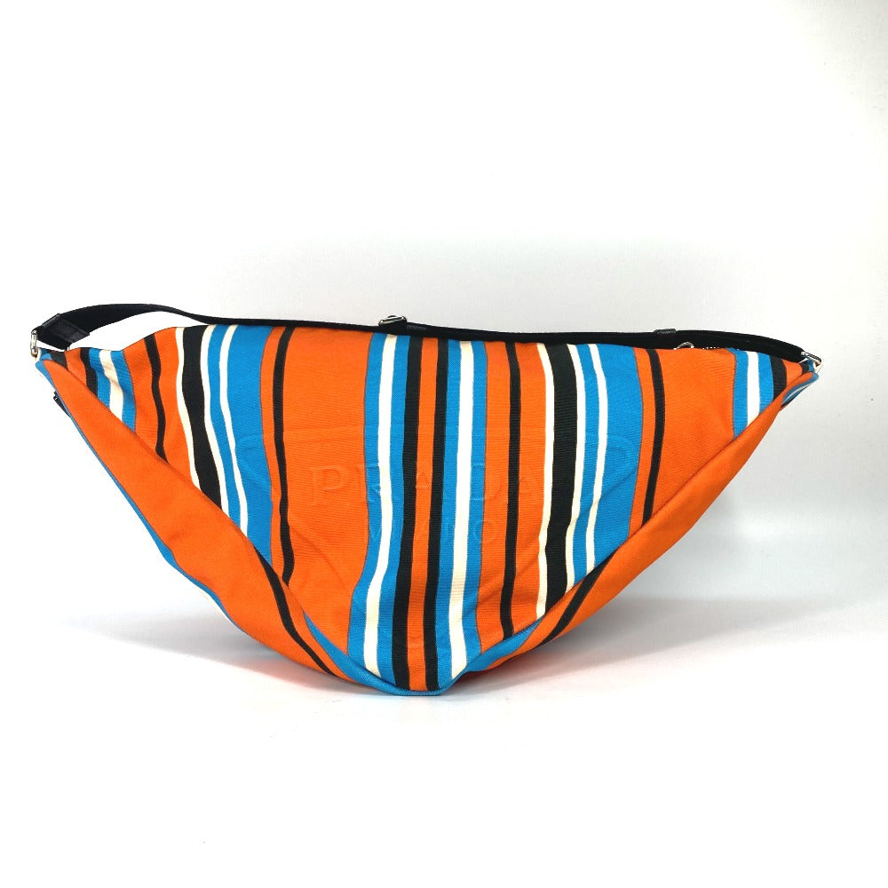 Shoulder Bag Orange Stripe Triangle Bayadere Mens Canvas