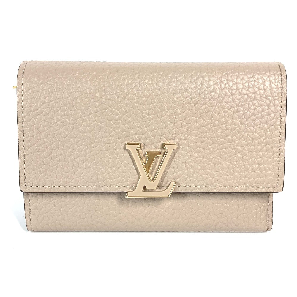 Louis Vuitton Trifold M62159 Taurillon Clemence Portefeuille Leather Beige Wallet Case