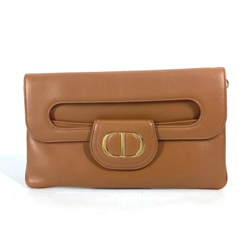 Dior Handbag Clutch Bag Cd Bag Leather Brown