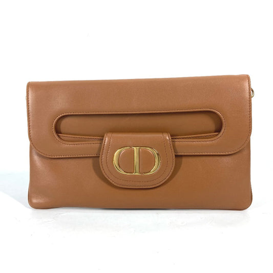Dior Handbag Clutch Bag Cd Bag Leather Brown