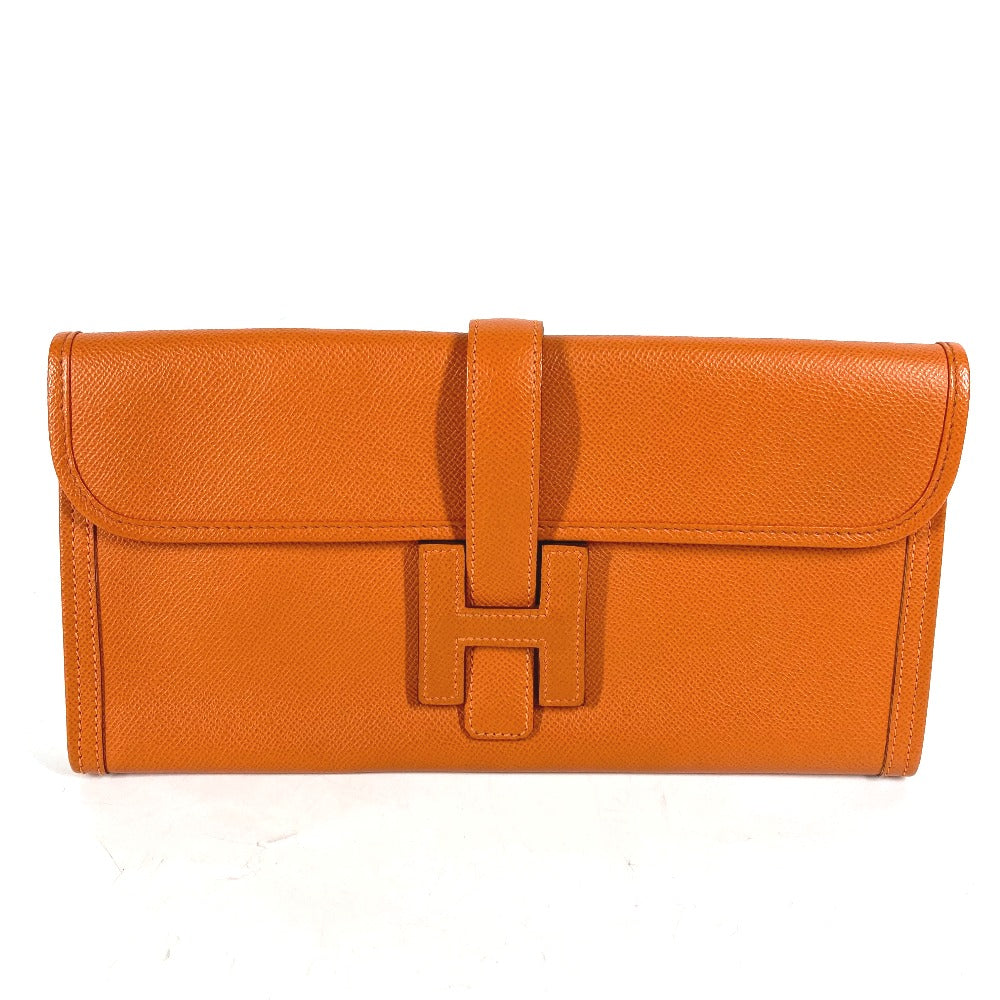 Hermes Clutch Bag Epsom Bag Jige Elan Orange Logo