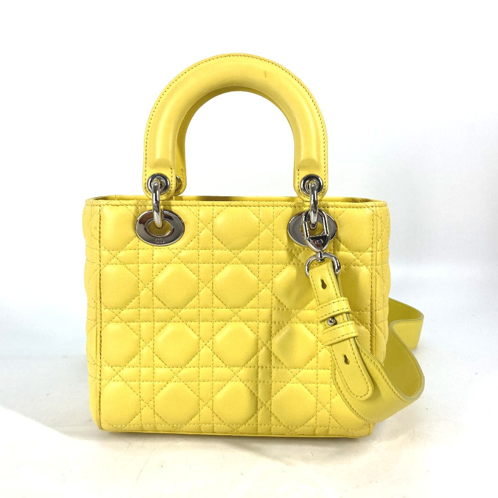 Dior Handbag Lambskin Yellow Lady My Abc Women Travel Bag