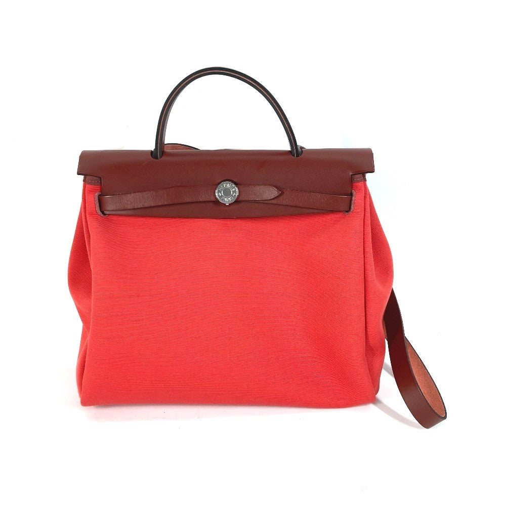 Hermes Shoulder Bag Toile Vash Hunter With Porch Herbag Red Zip