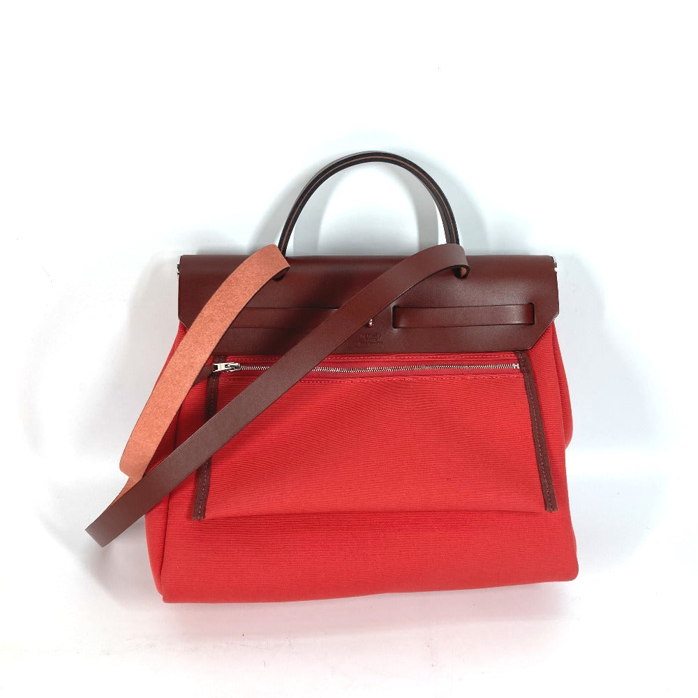 Hermes Shoulder Bag Toile Vash Hunter With Porch Herbag Red Zip