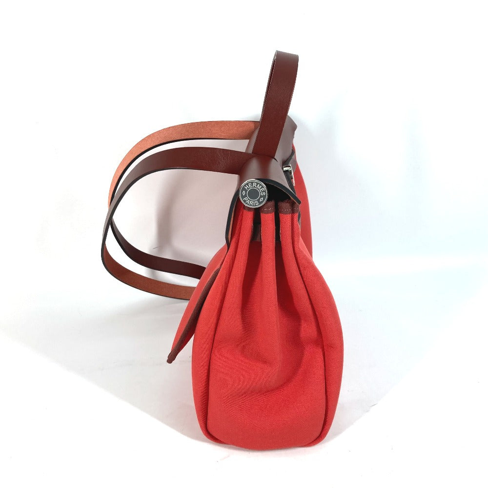Hermes Shoulder Bag Toile Vash Hunter With Porch Herbag Red Zip