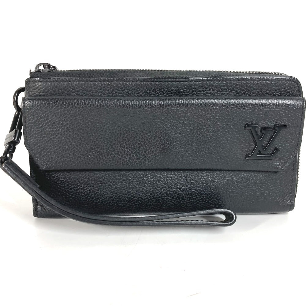 Louis Vuitton Long Purse M69831 Grain Aerogram Leather Black Wallet Case