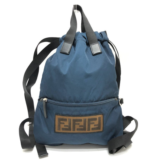 Fendi Backpack 8Bz045 Zucca Unisex Unisex Nylon Navy Logo