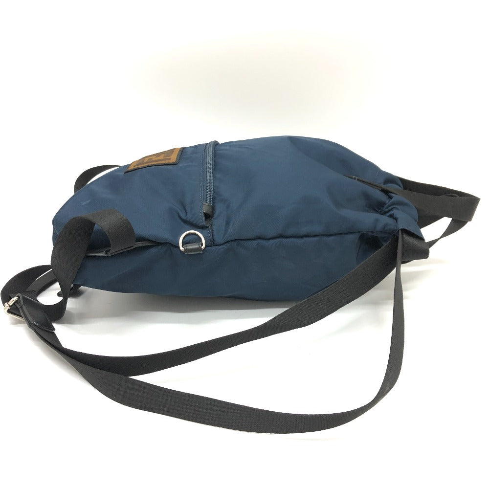Fendi Backpack 8Bz045 Zucca Unisex Unisex Nylon Navy Logo