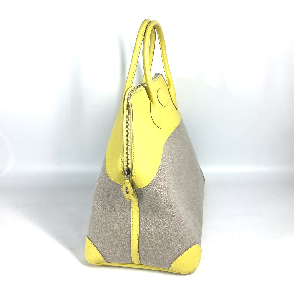 Hermes Tote Bag Swift Toile Shoulder Bag Boston Duffel Yellow