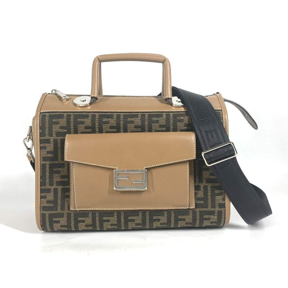 Fendi Handbag 7Va571 Zucca Soft Trunk Unisex Unisex Leather Canvas Brown Travel Bag