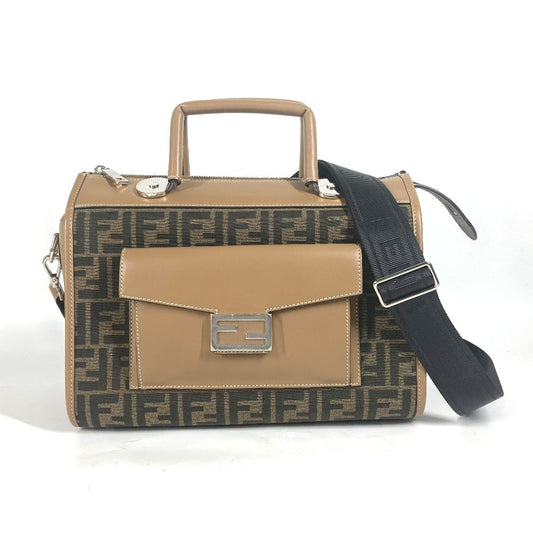 Fendi Handbag 7Va571 Zucca Soft Trunk Unisex Unisex Leather Canvas Brown Travel Bag