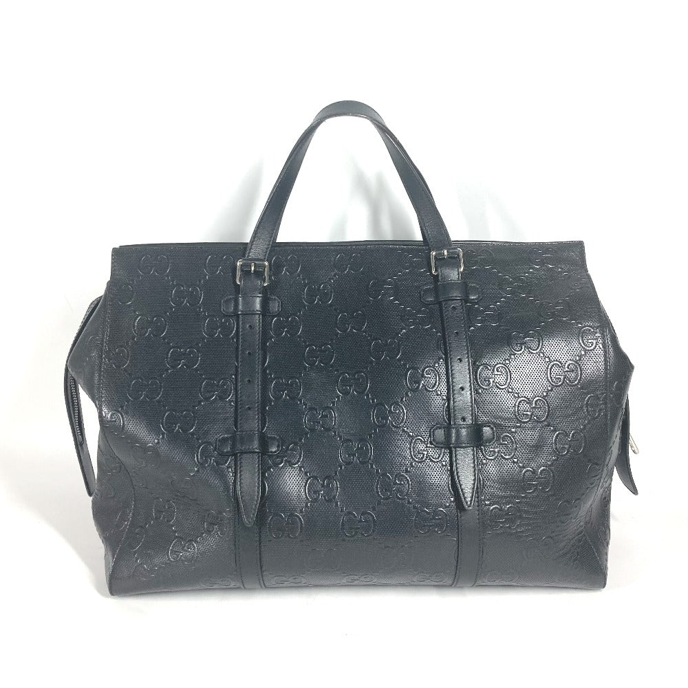 Gucci Boston Duffel GG emboss Leather Black Shoulder Bag