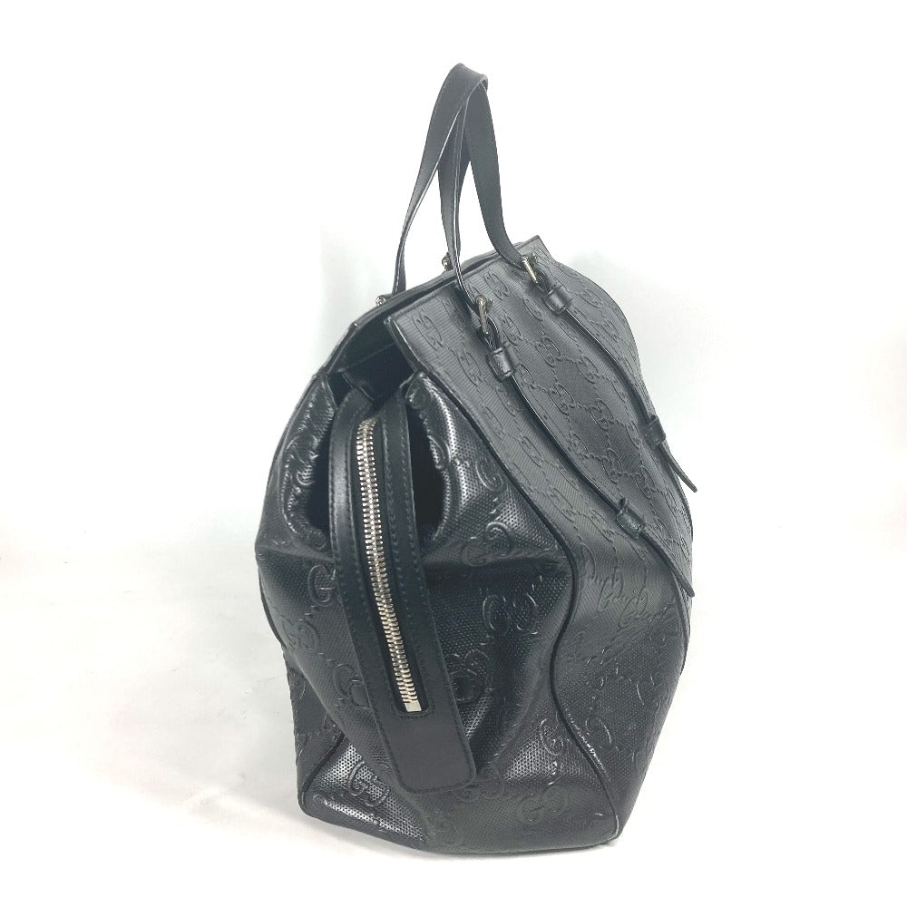 Gucci Boston Duffel GG emboss Leather Black Shoulder Bag