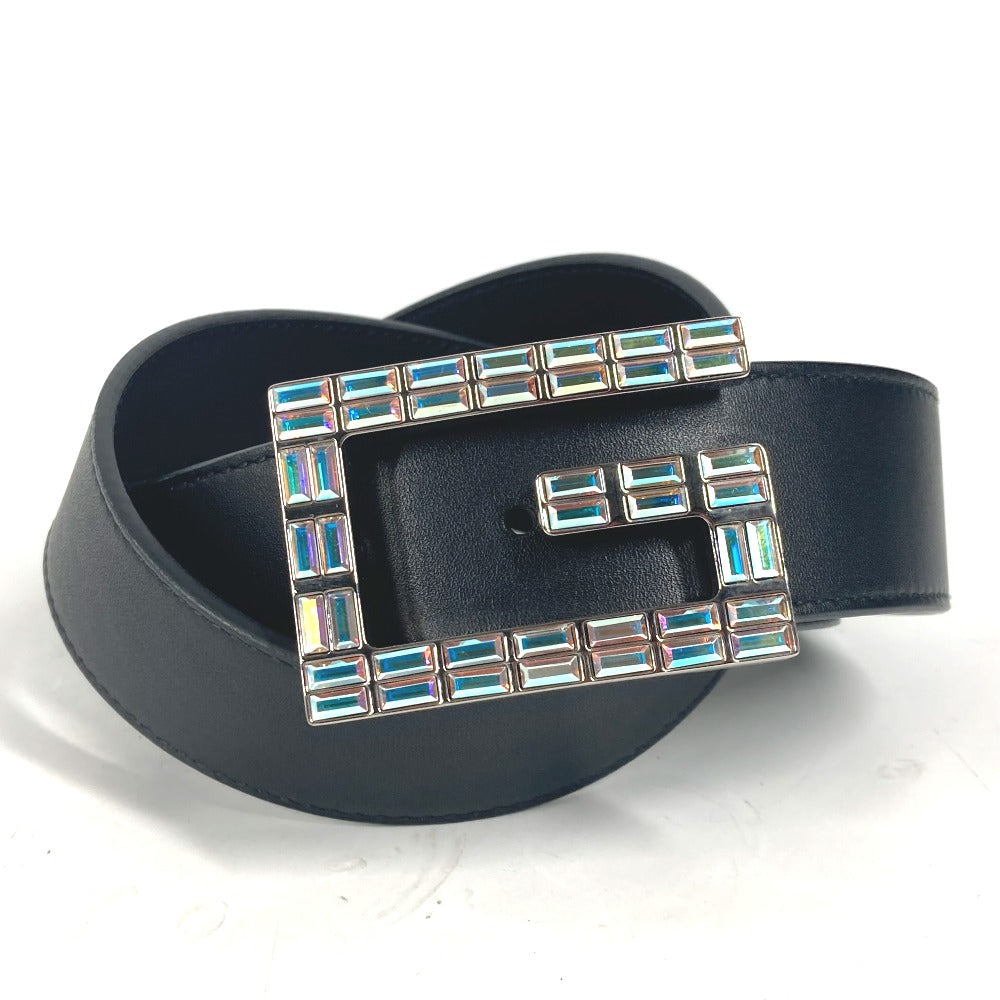 Gucci Sequin GG crystal Leather Black Logo Belt