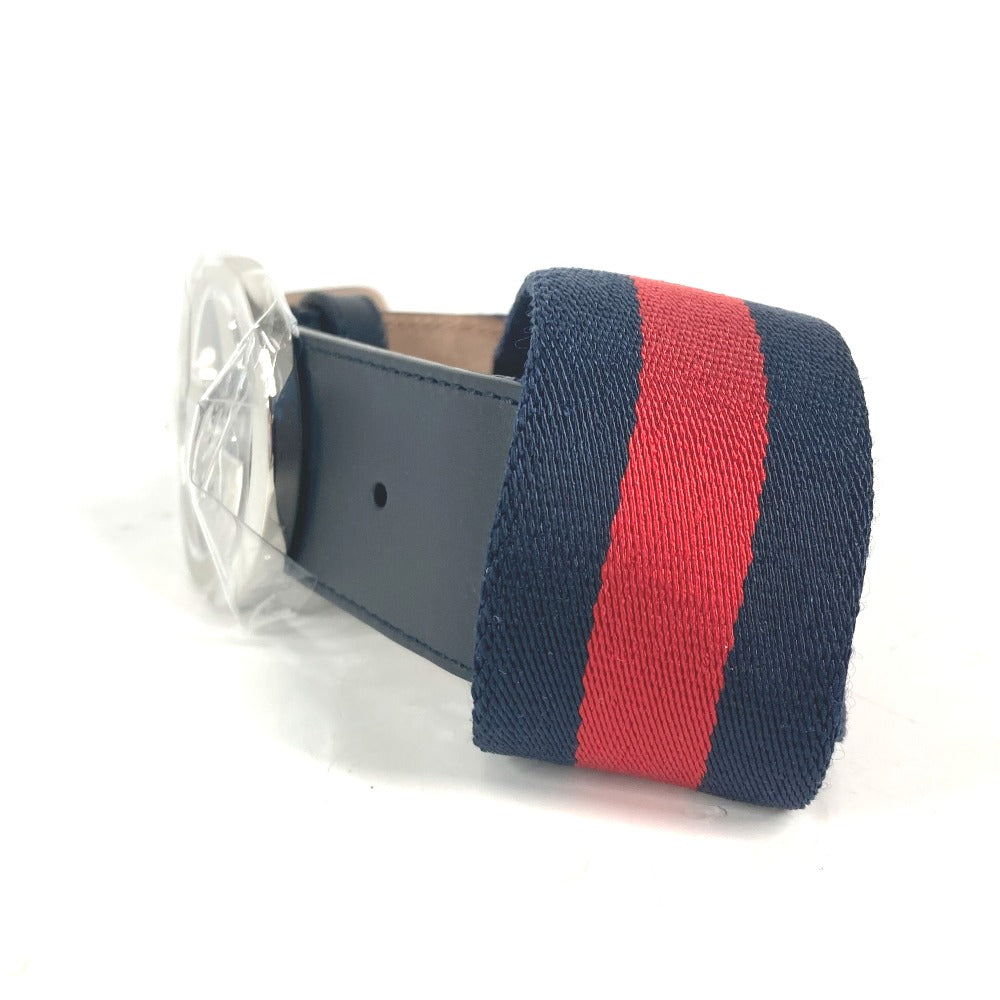 Gucci GG interlocking G 75 Leather Canvas Navy Belt
