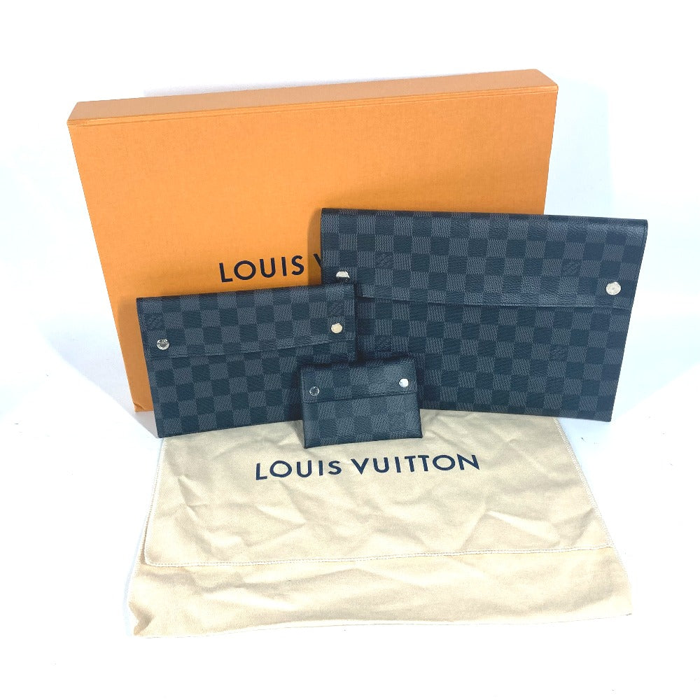 Louis Vuitton N60255 Damier Grafitto Damier Grafitte Canvas Black Clutch Bag