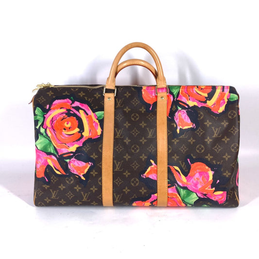 Louis Vuitton Boston Duffel M48605 Rose Keepall Monogram Canvas Brown Travel Bag