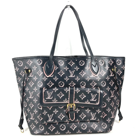 Louis Vuitton M46137 coated Neverfull MM Monogram Leather Canvas Black Apparel