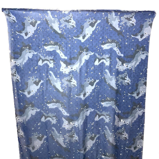 Louis Vuitton Stall Cashmere Silk camouflage Stall Monogram Blue Scarf