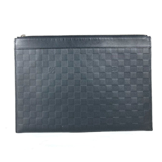 Louis Vuitton N60112 Damier Anfini Damier Anfini Leather Black Clutch Bag