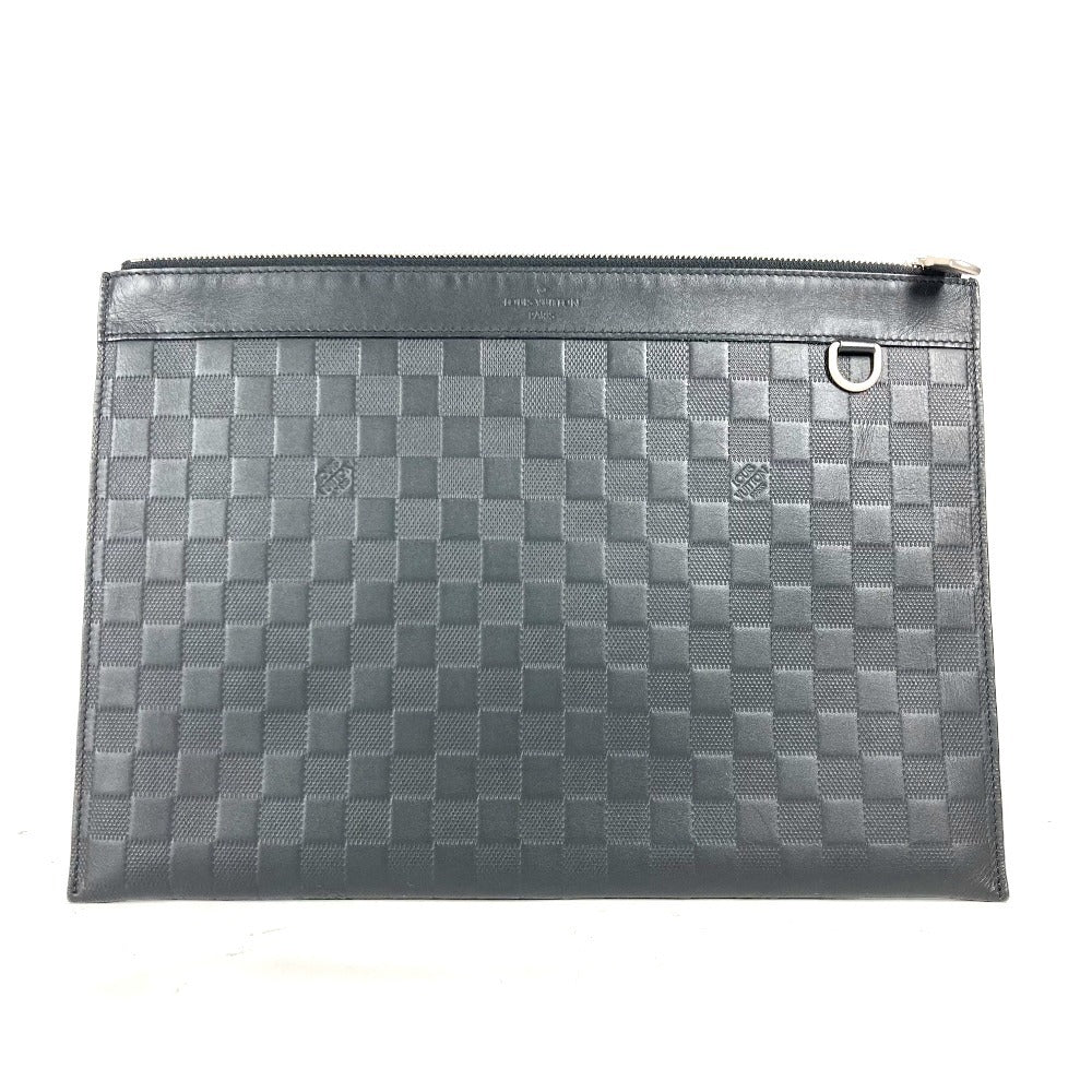 Louis Vuitton N60112 Damier Anfini Damier Anfini Leather Black Clutch Bag