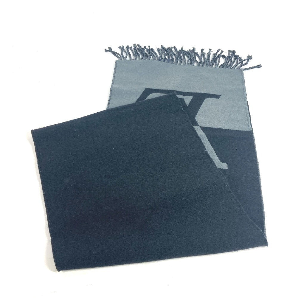 Louis Vuitton Scarf M79097 cashmere Muffler Graphics Wool Black Logo Apparel