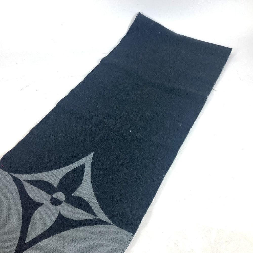 Louis Vuitton Scarf M79097 cashmere Muffler Graphics Wool Black Logo Apparel