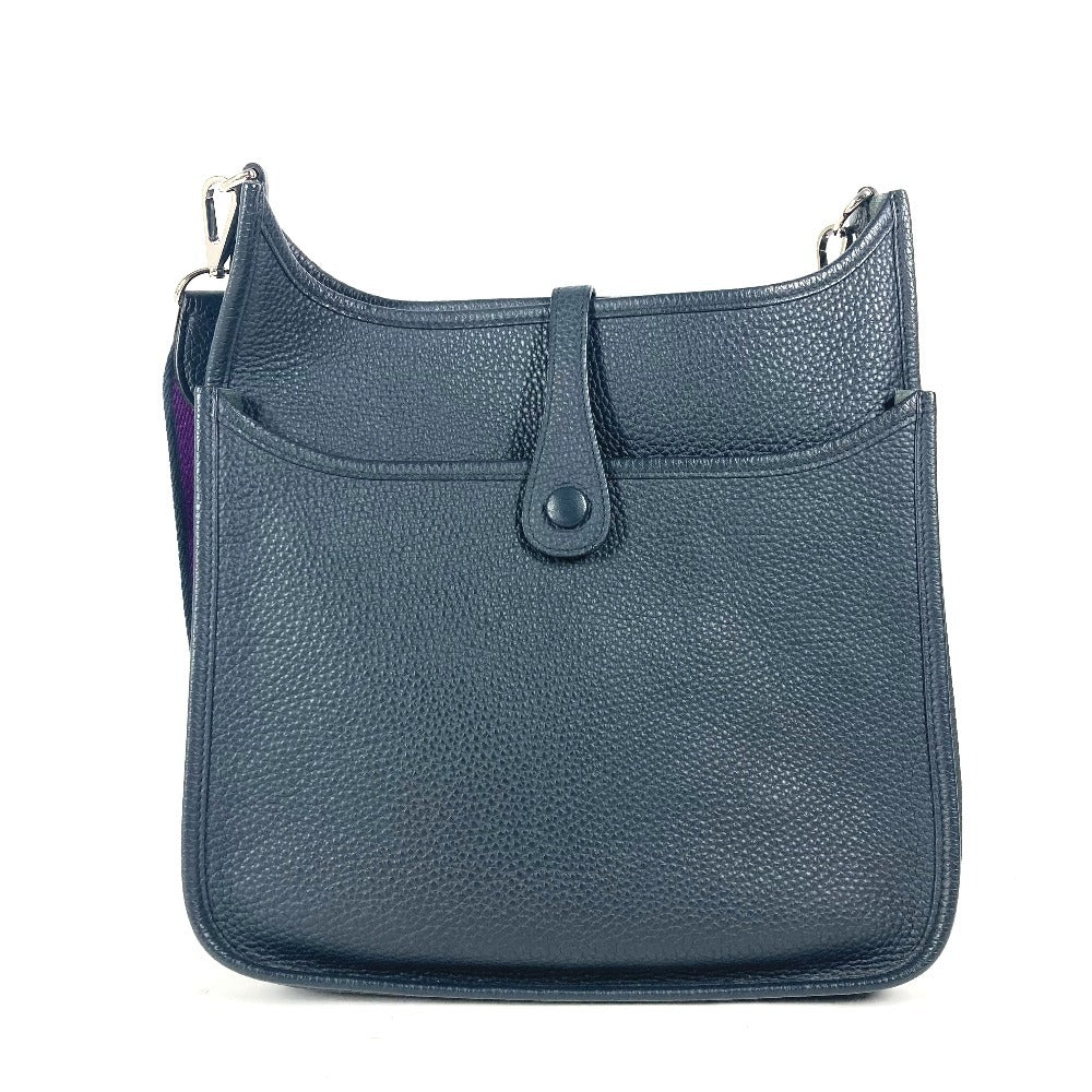 Shoulder Bag Taurillon Clemence Navy Punching H Logo