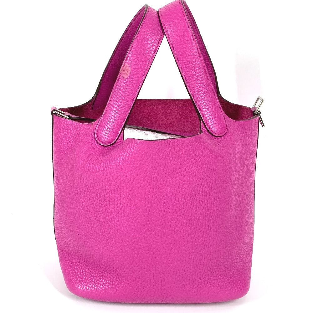 Hermes Handbag Taurillon Clemence Picotan Lock Pm Women Pink Travel Bag