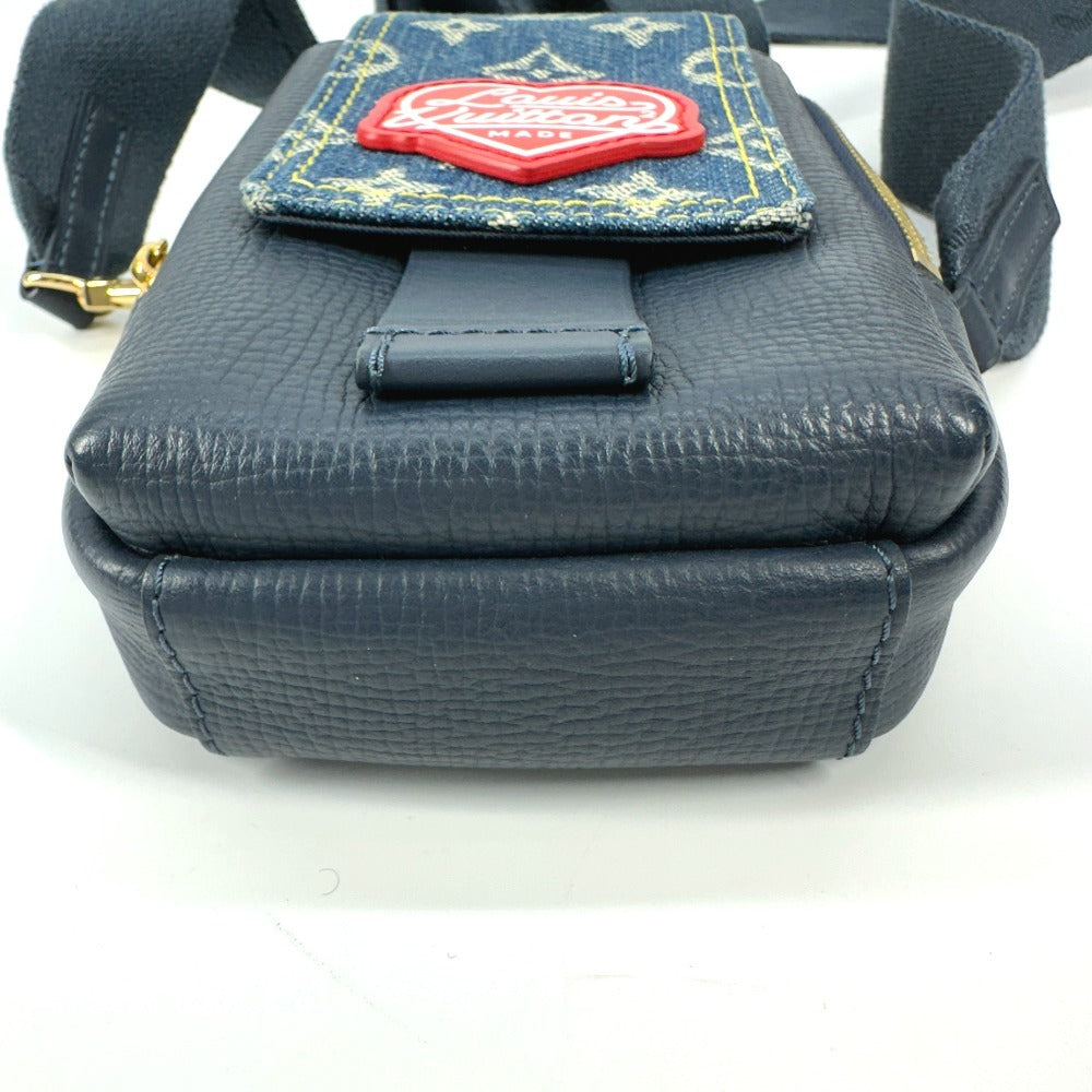 Louis Vuitton M81060 NIGO collaboration Double phone Monogram Leather Denim Blue Shoulder Bag