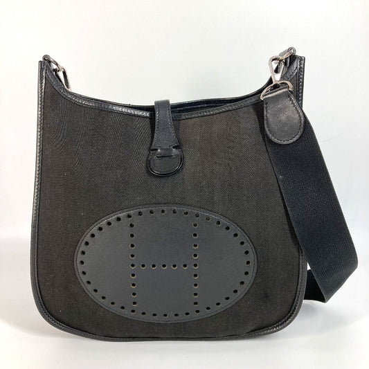 Hermes Shoulder Bag Punching Evelyn2 Pm Evelyn Leather Canvas Black