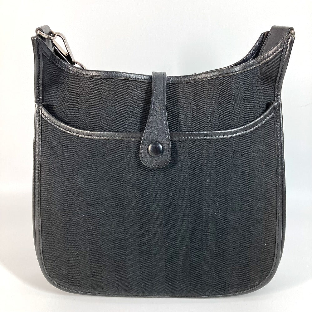 Hermes Shoulder Bag Punching Evelyn2 Pm Evelyn Leather Canvas Black