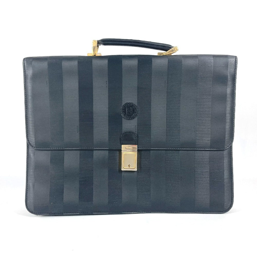Fendi Business Bag Pvc Pecan Unisex Unisex Leather Black Logo Travel Bag