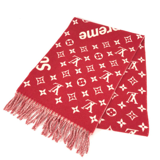Louis Vuitton Scarf cashmere Supreme collaboration Wool Red Apparel