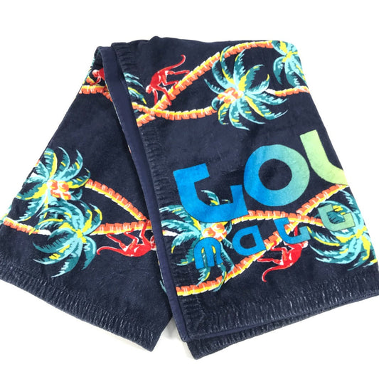 Louis Vuitton towel Jungle motif beach towel Cotton Navy Logo Handbag