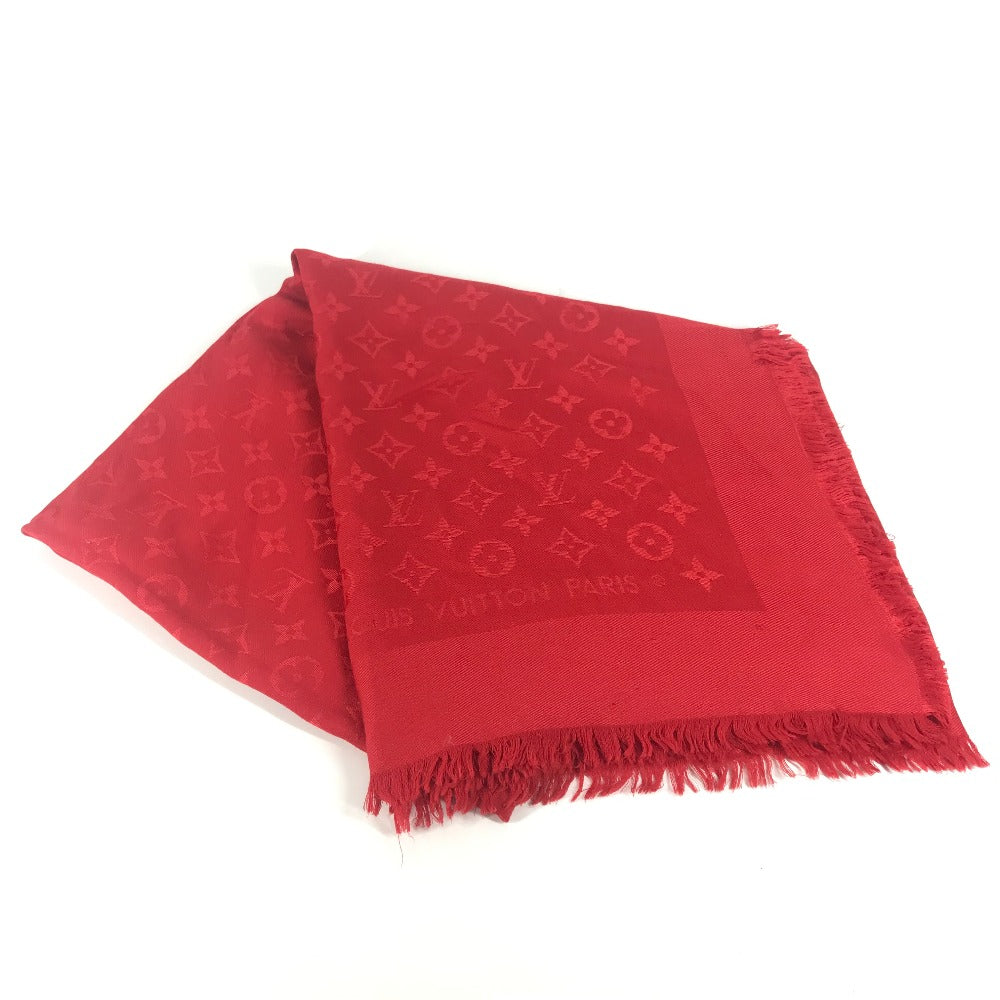 Louis Vuitton shawl Model number unknown Silk Monogram Wool Red Large Apparel