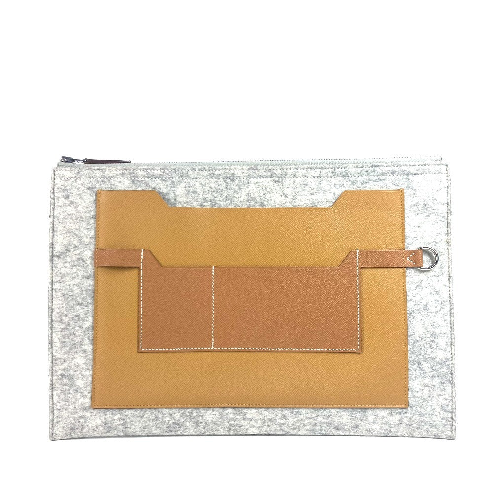 Clutch Bag Felt, Gray Bag Too Doo Leather