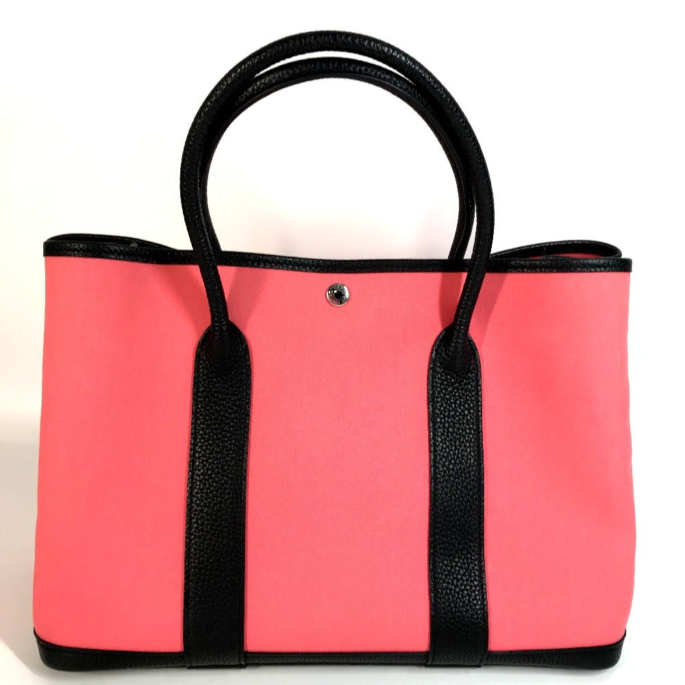 Hermes Tote Bag Toile Officier Garden Party Pm Garden Leather Pink