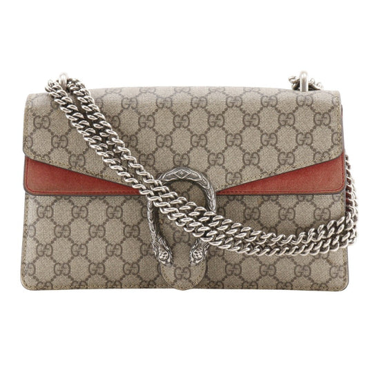 Gucci GG Supreme ChainShoulder Duonisos Canvas Suede Brown Shoulder Bag