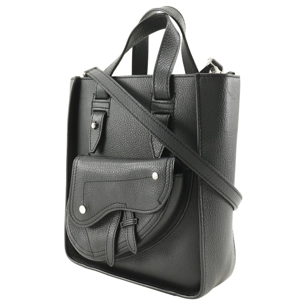 Dior Christian Handbag Calfskin Wayshoulder Bag Saddle Tote Black Mini