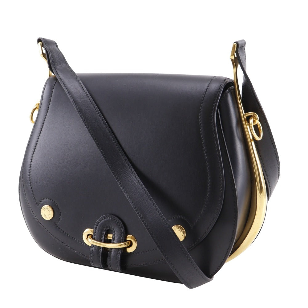 Hermes Handbag Passkey Leather Black Travel Bag